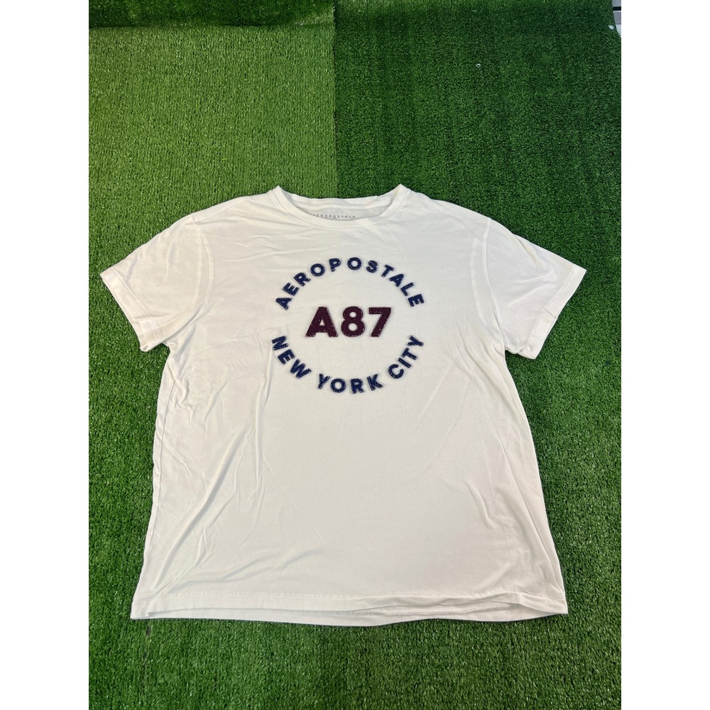 Aeropostale Mens A87 New York City Graphic T-Shirt‎ White Large Short Sleeve Tee